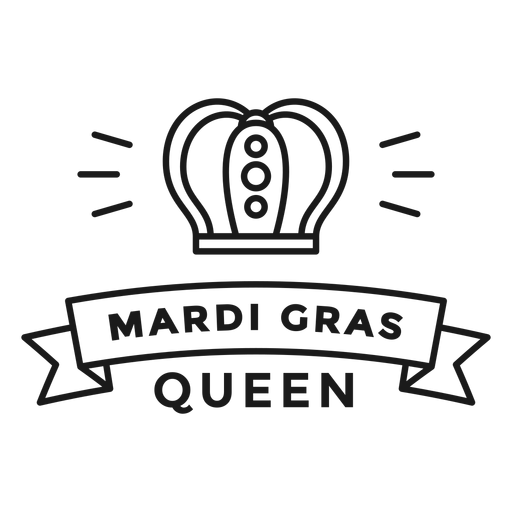 mardi gras queen badge stroke PNG Design