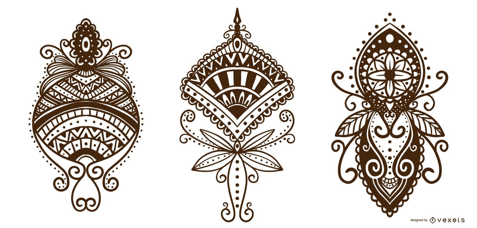 Paquete de dise?o ornamental de tatuajes de henna