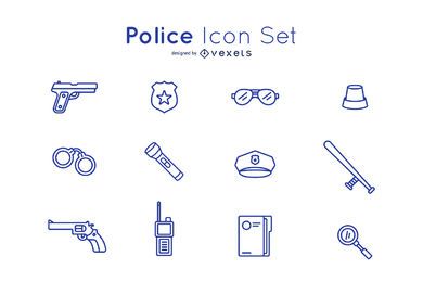 Conjunto de trazos de icono de policía