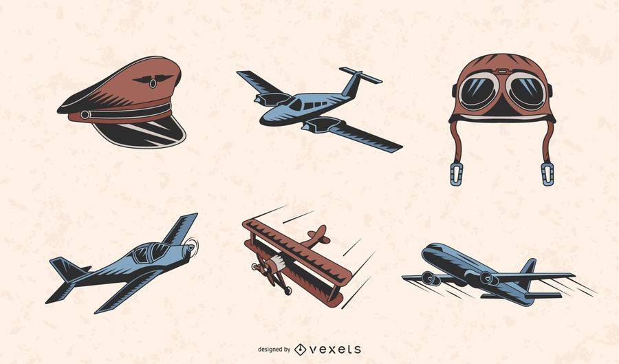 Vintage planes color set Vintage planes color set
