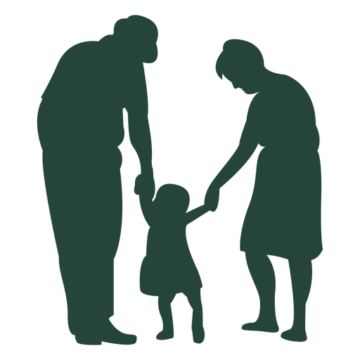 Adult child holding hands silhouette PNG Design