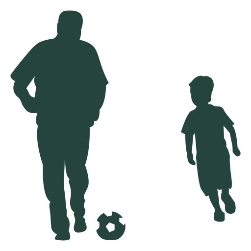 Adult kid soccer playing silhouette PNG Design