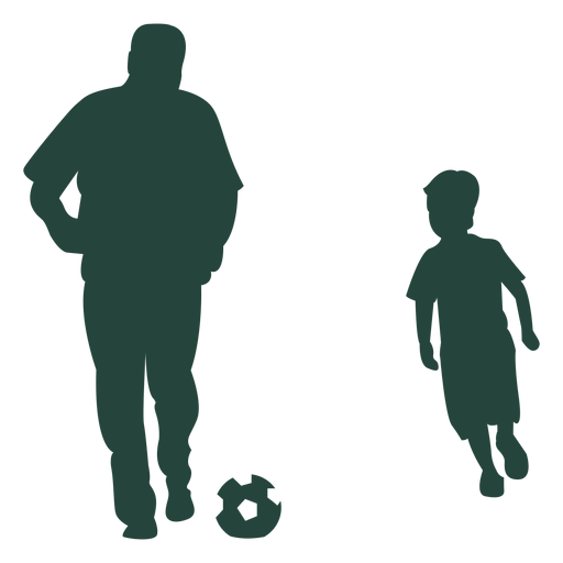 Erwachsener Kinderfußball der Silhouette spielt PNG-Design