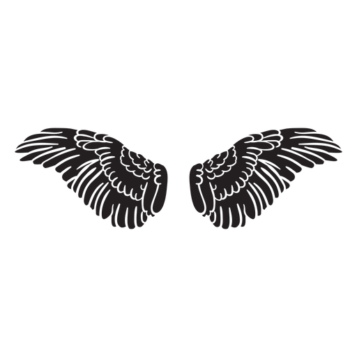 Alas de ángel pájaro extendidas recortadas negro Diseño PNG