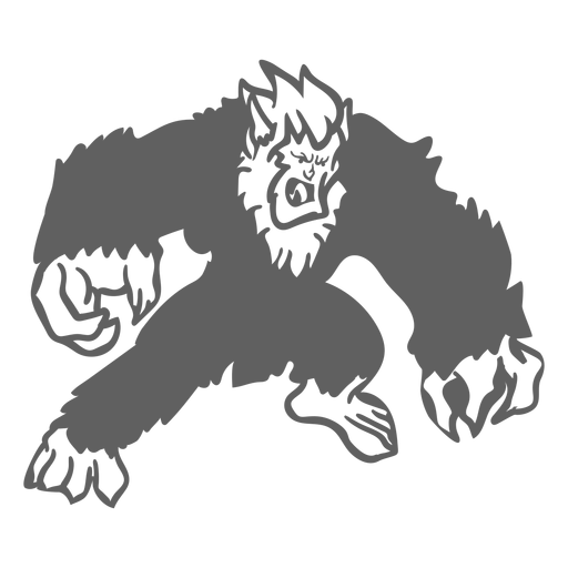 Yeti zangado posando recortado em preto Desenho PNG