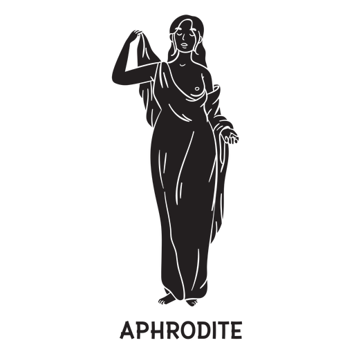 Aphrodite Hand gezeichnet schwarz ausgeschnitten PNG-Design