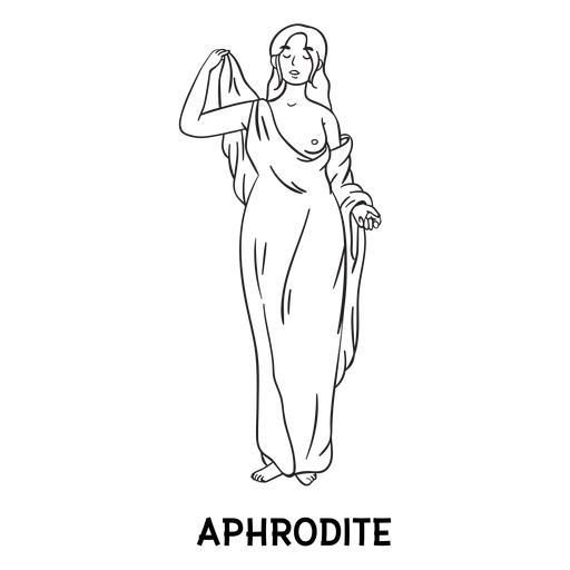Aphrodite Hand gezeichnete Kontur PNG-Design