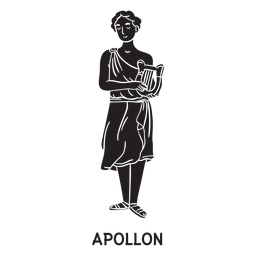 Apollon dibujado a mano cortado negro Diseño PNG