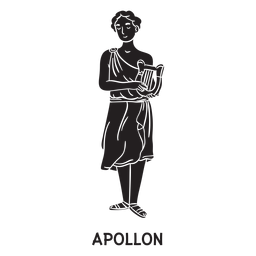 Apollon hand drawn cut out black PNG Design