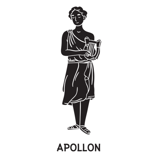 Apollon dibujado a mano cortado negro Diseño PNG
