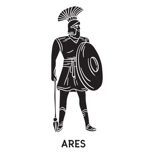 Ares desenhado à mão e cortado em preto Desenho PNG