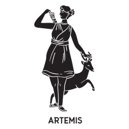 Artemis Hand gezeichnet ausgeschnitten schwarz PNG-Design