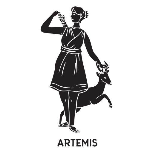 Artemis desenhado ? m?o e cortado em preto Desenho PNG