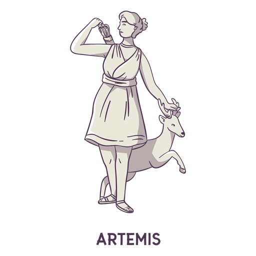 Artemis desenhado ? m?o cinza Desenho PNG