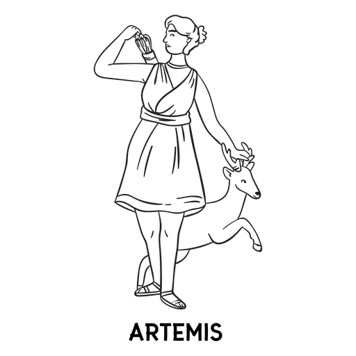 Artemis hand drawn outline PNG Design