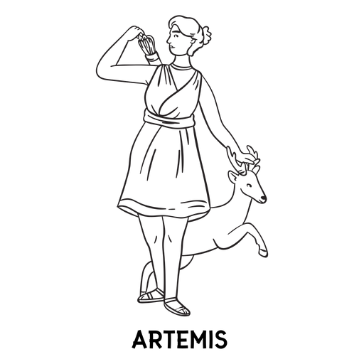 Artemis Hand gezeichnete Kontur PNG-Design