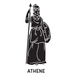 Atena desenhada à mão e recortado em preto Desenho PNG