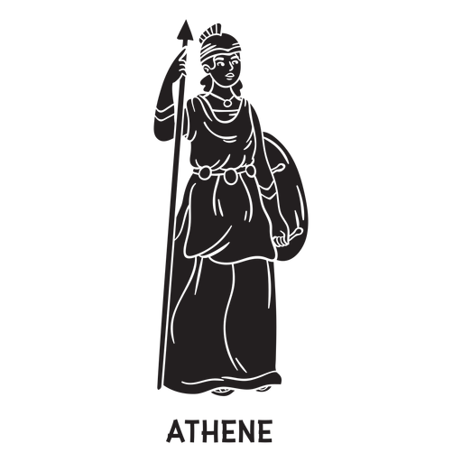 Athena dibujado a mano recortado negro