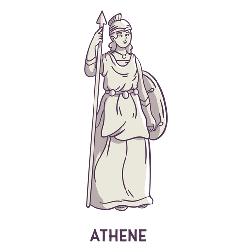 Athena dibujado a mano gris Diseño PNG
