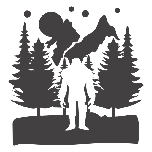 Bigfoot in forest mountain cut out