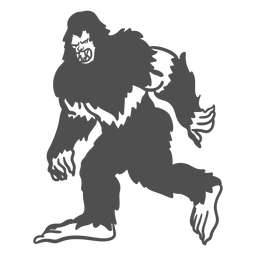 Bigfoot sasquatch gruñendo caminando recortado negro Diseño PNG