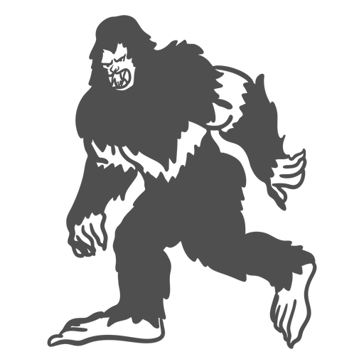 Bigfoot sasquatch growling walking cut out black PNG Design