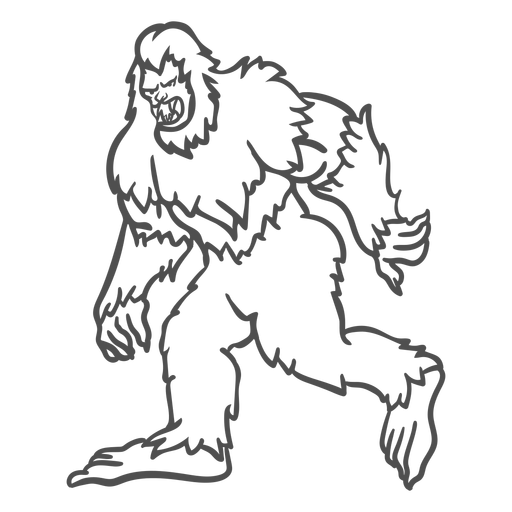 Bigfoot sasquatch growling walking outline Transparent PNG & SVG