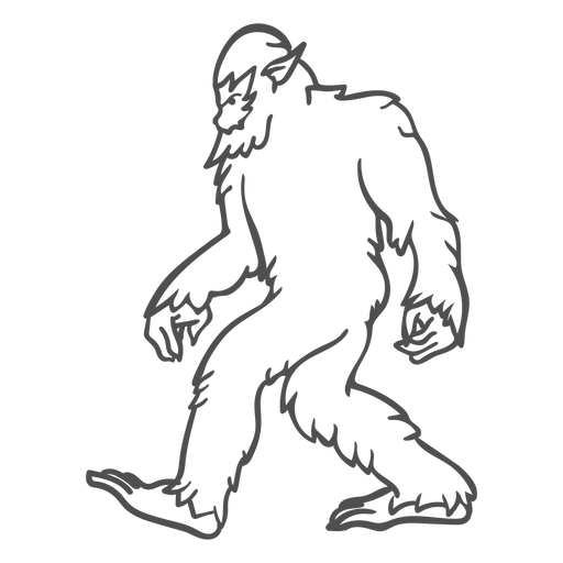 Bigfoot sasquatch walking outline PNG Design