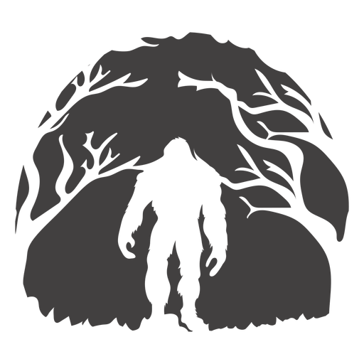Bigfoot standing in woods cut out