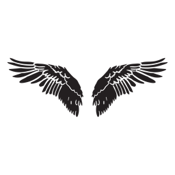 Asas de anjo pássaro abertas cortadas em preto Desenho PNG