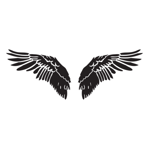 Alas de ángel de pájaro extendidas recortadas negro Diseño PNG
