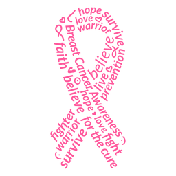 Símbolo de cinta de palabras de cáncer de mama