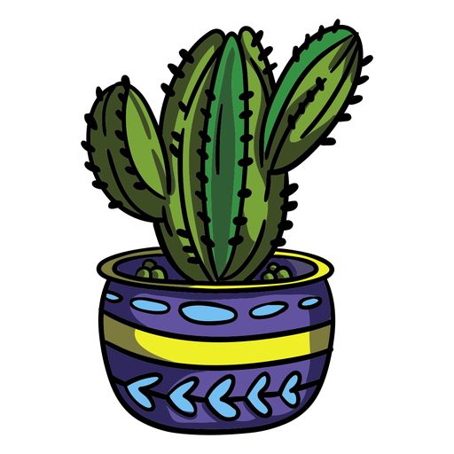 Bulbous cactus plant pot PNG Design
