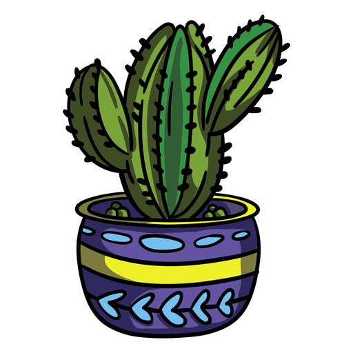 Design PNG E SVG De Ilustração De Cacto Em Vaso De Flores Para Camisetas