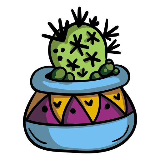 Cactus Pot PNG Image, Cute Green Cactus Cartoon With Pot, Cactus