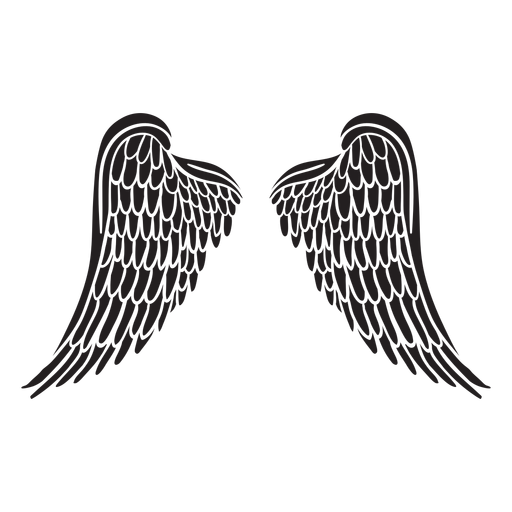 Asas de anjo cl?ssicas em camadas recortadas em preto Desenho PNG