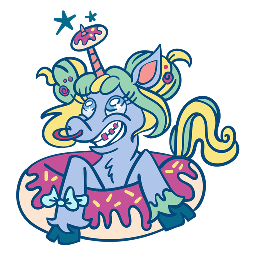 Unicornio colorido anillo de nariz donut unicornio Diseño PNG