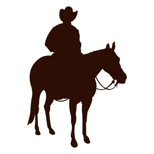 Cowboy horse riding three quarter silhouette