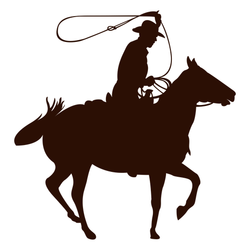 Cowboy horseback lasso silhouette PNG Design