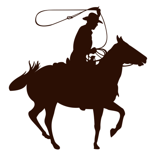 Cowboy-Pferder?cken-Lasso-Silhouette PNG-Design