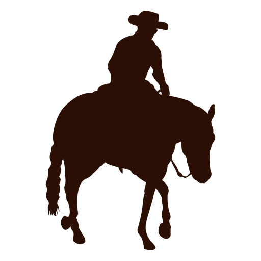 Silueta de perfil de caballo a caballo vaquero