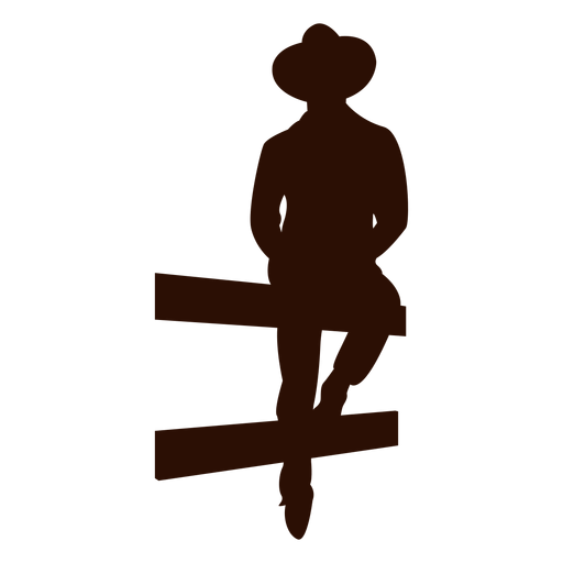 Vaquero sentado en la valla silueta Diseño PNG
