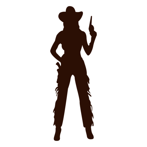 Cowgirl pistol ready silhouette PNG Design