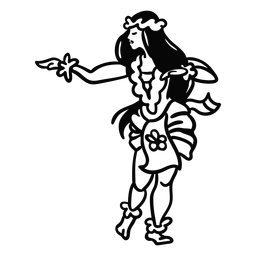 Dancing Hawaiian Woman Arms Out Outline PNG & SVG Design For T-Shirts
