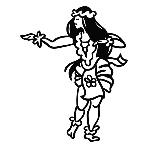 Dancing hawaiian woman arms out outline