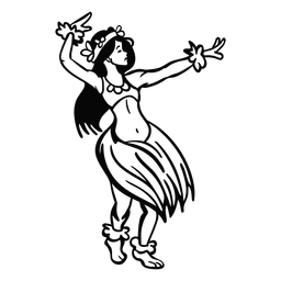 Dancing Hawaiian Woman Arms Up Outline PNG & SVG Design For T-Shirts