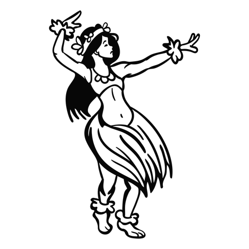 Bailando mujer hawaiana brazos arriba contorno Diseño PNG