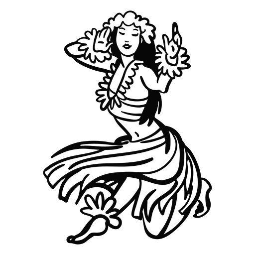 Download Dancing hawaiian woman kneel outline - Transparent PNG ...
