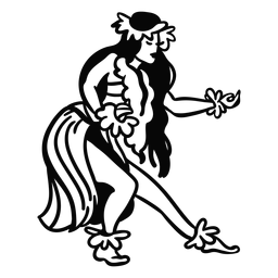 Contorno de perfil de mulher havaiana dançando Desenho PNG