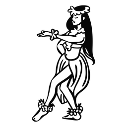 Mulher havaiana dançando contorno de pé Desenho PNG
